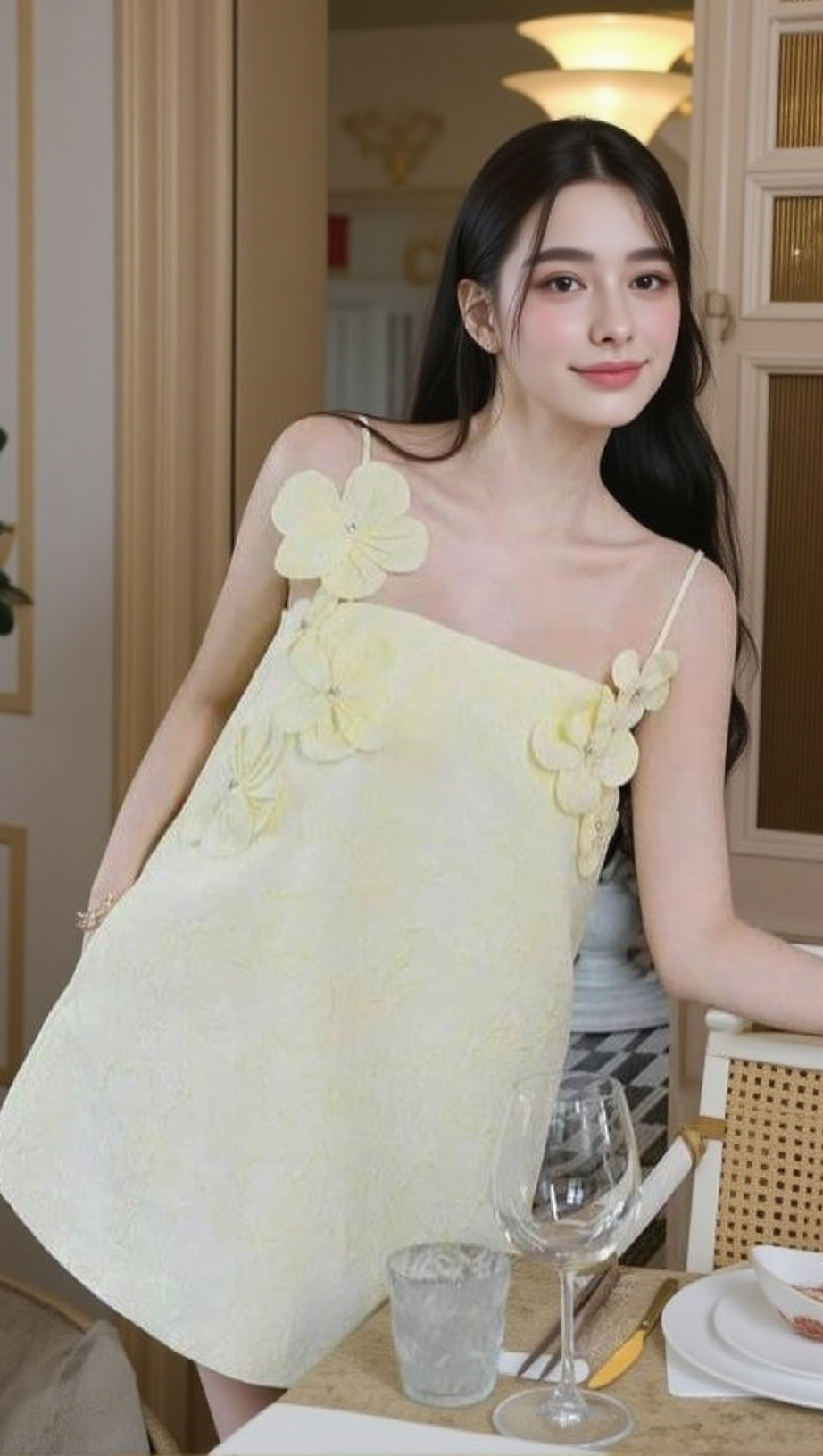 TRACY FLORAL JACQUARD MINI DRESS IN YELLOW