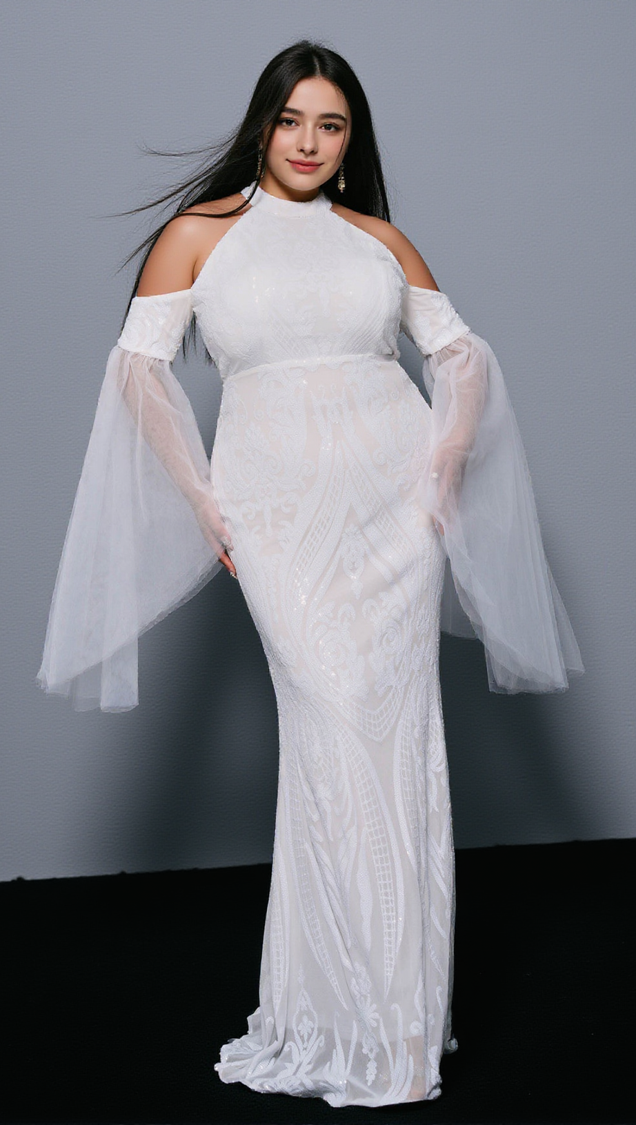 Gia Hochgeschlossenes Maxikleid 