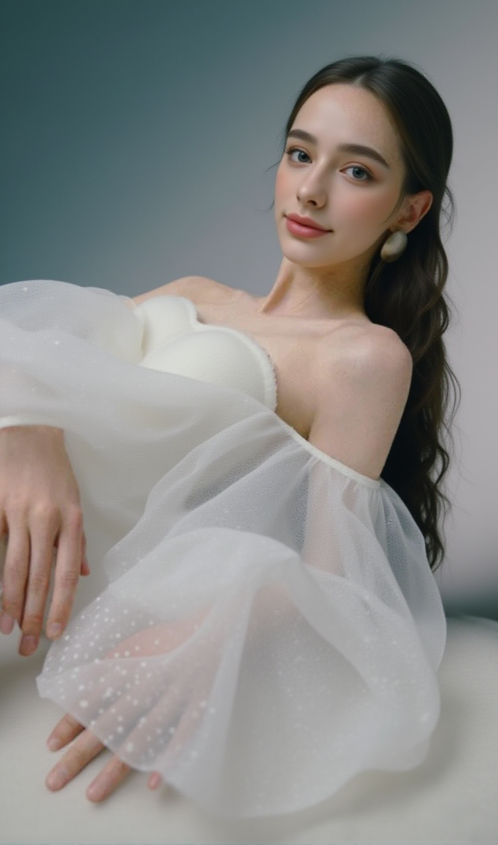 WINNI MINI ABITO IN RETE SENZA SPALLINE BIANCO