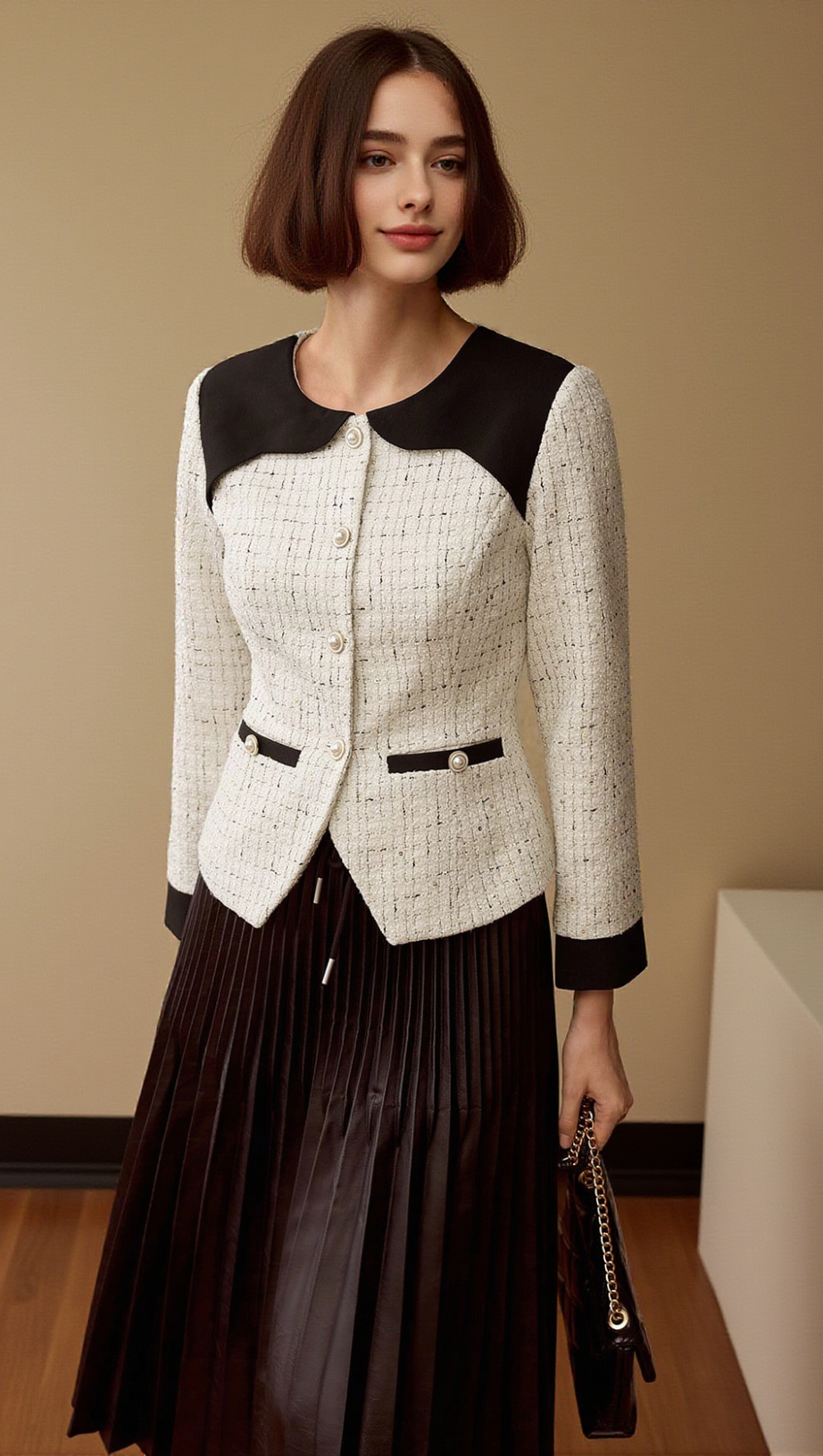 MANDY TWO-TONE PLEATED TULLE SUIT