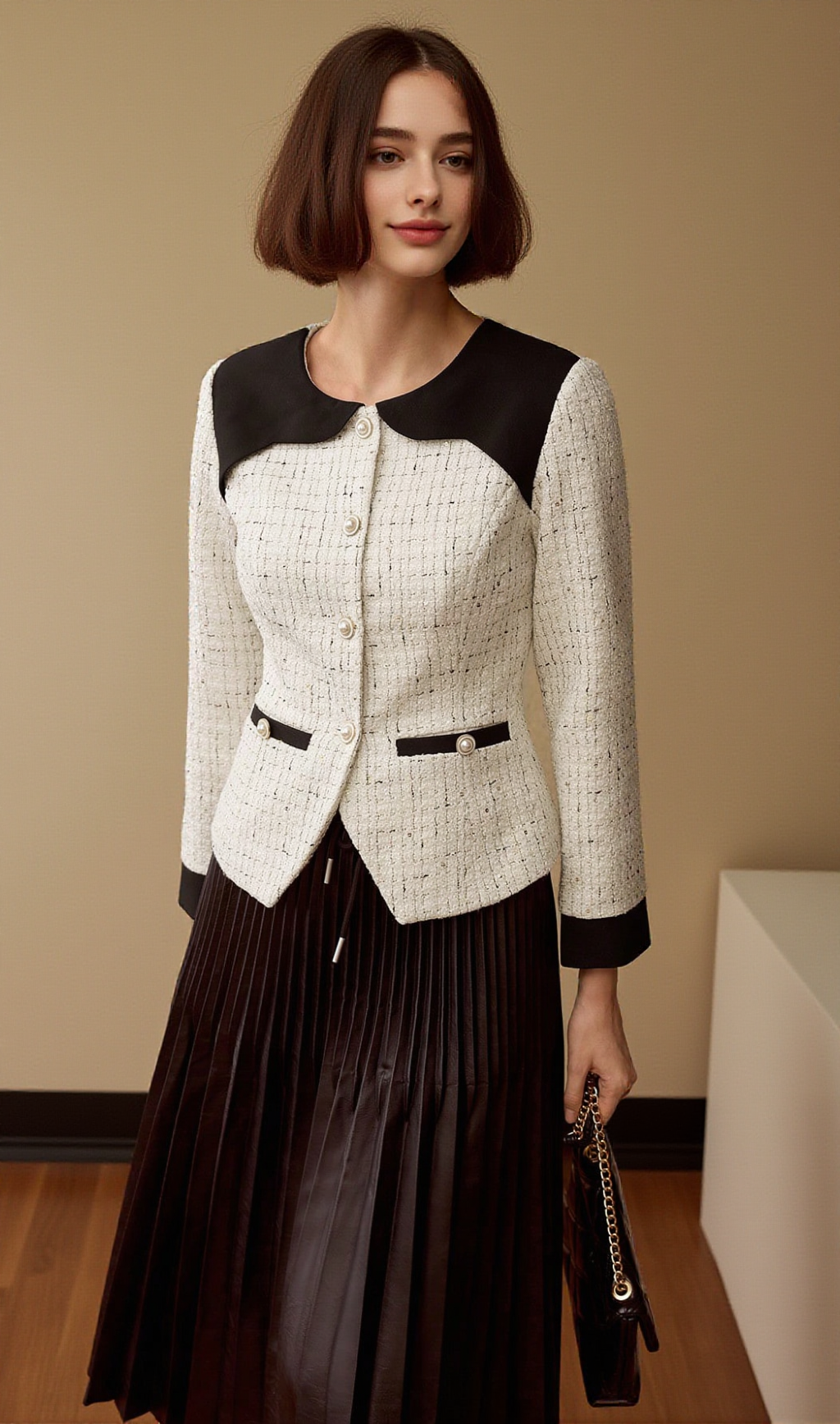 MANDY TWO-TONE PLEATED TULLE SUIT