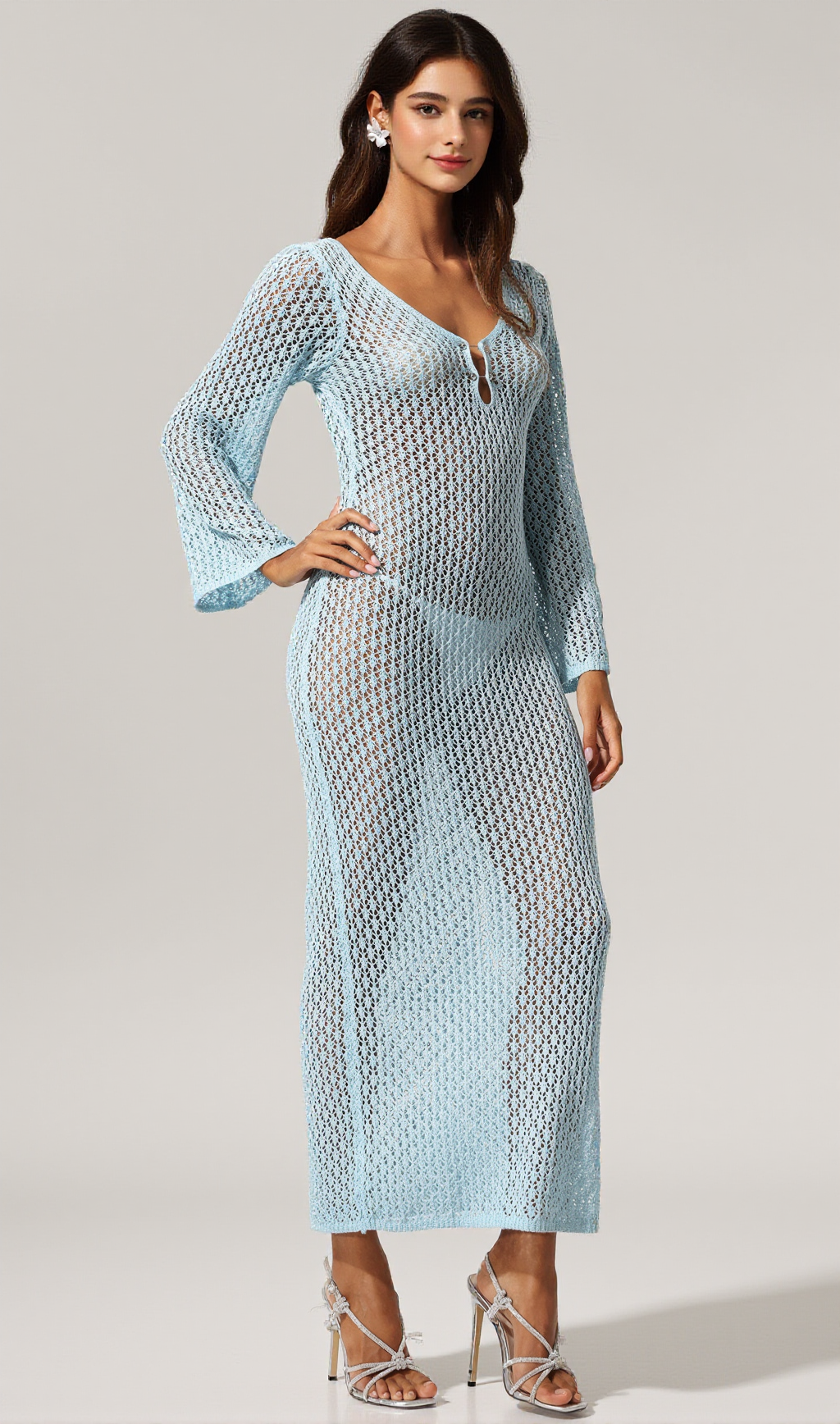 Ellyson – Langärmliges Maxikleid mit Aussparungen