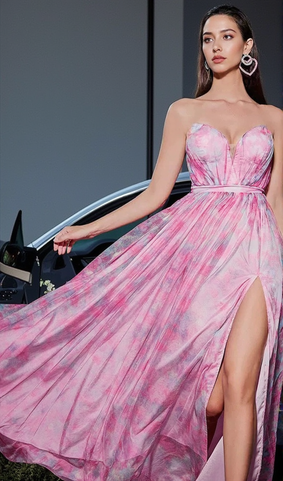AIIZIE STRAPLESS PRINTED MAXI DRESS - product image