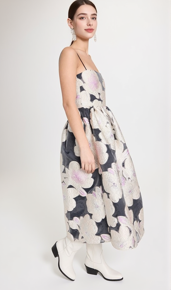 AIIZIE ANNY FLORAL-JACQUARD MIDI DRESS - product image