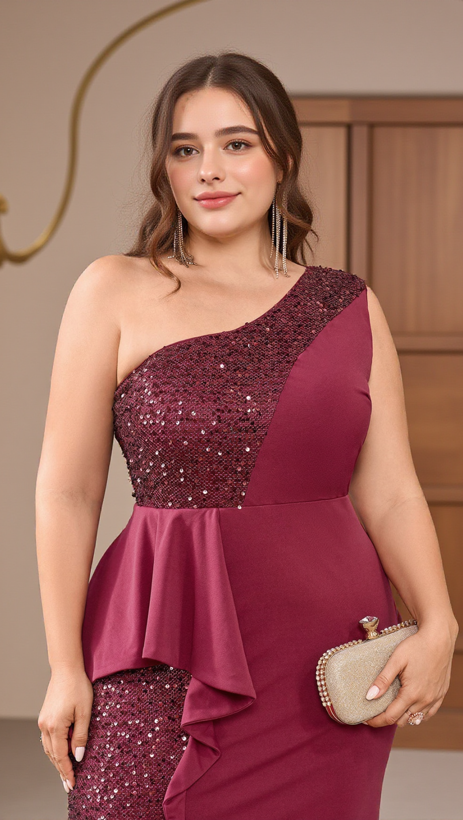 Zaria – Figurbetontes Maxikleid mit Pailletten 