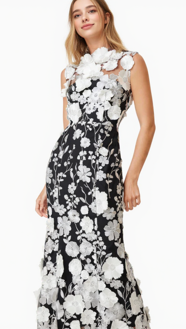 AIIZIE SELENE COCKTAIL MIDI DRESS IN BLACK - product image