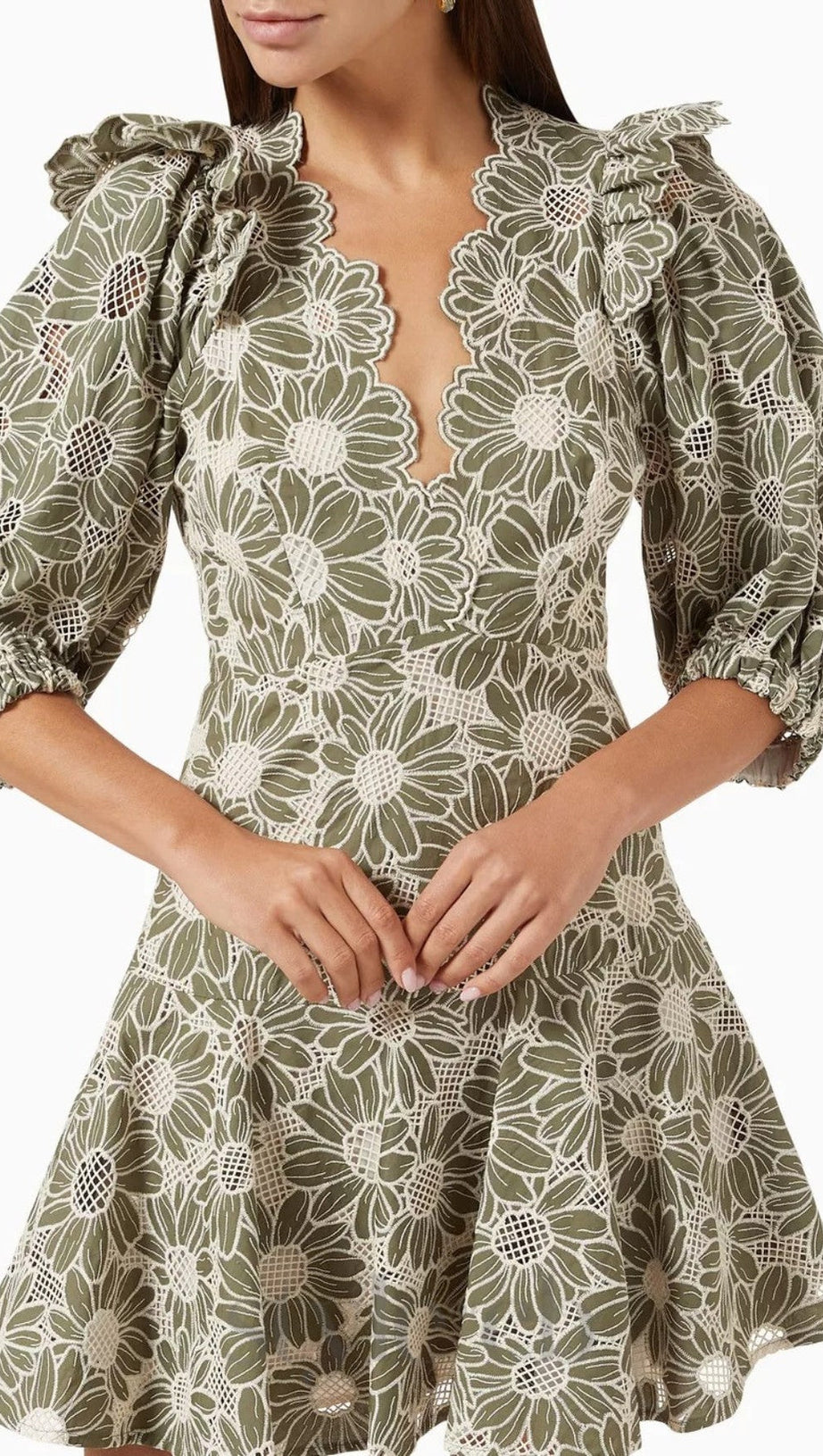 ANUNCIACION EMBROIDERED COTTON LACE DRESS