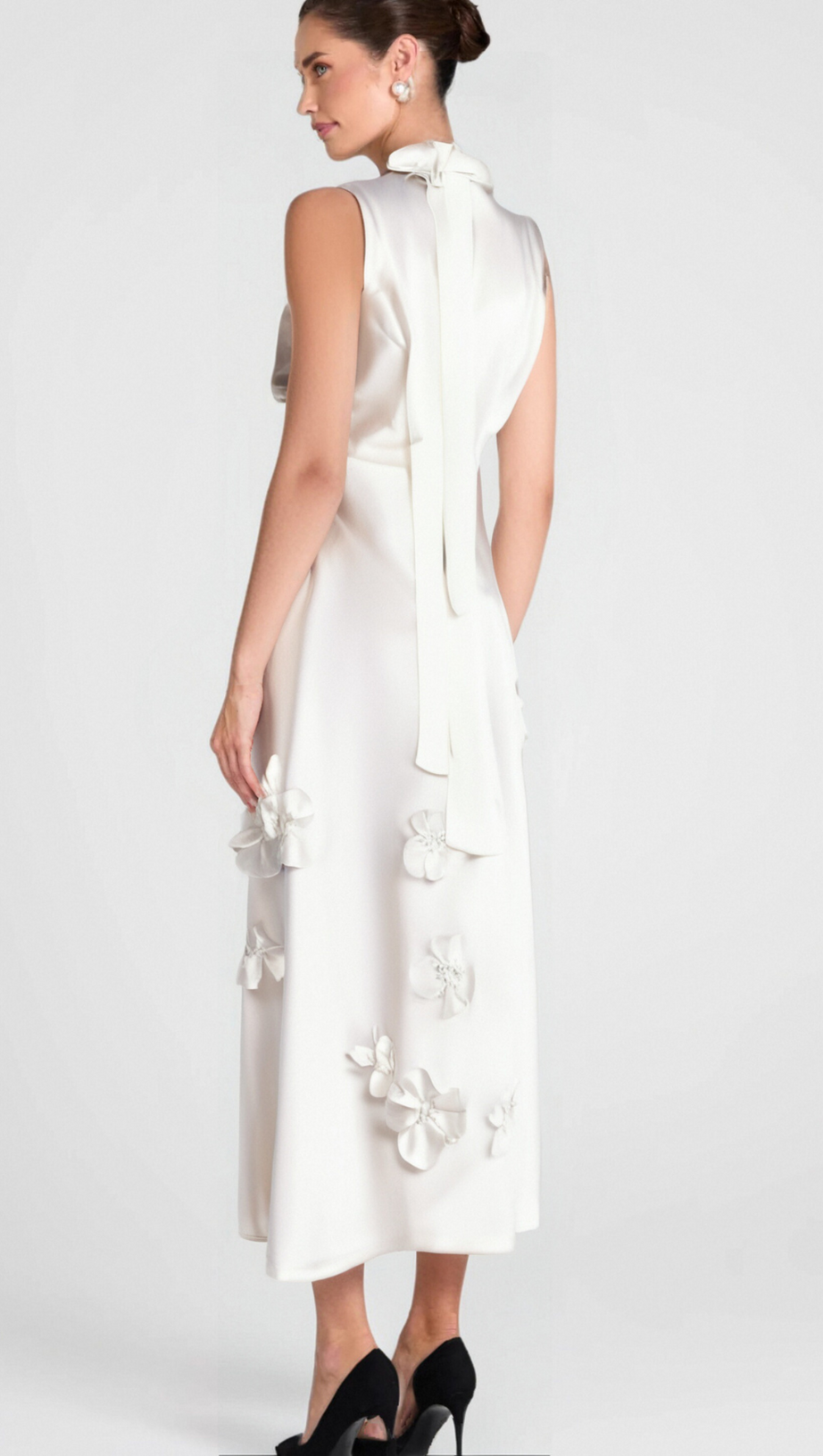 ANNONA WHITE FLOWER EMBELLISHED MAXI DRESS
