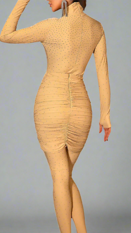 Completo tre pezzi Belen Nude con strass