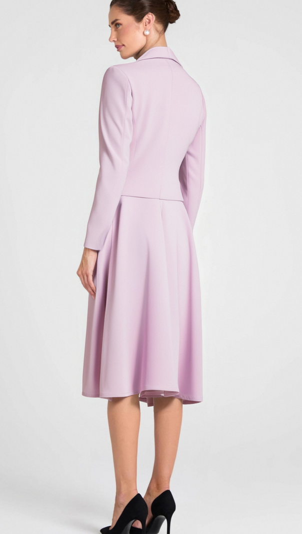 AIIZIE CAROL PINK 3D FLORAL BLAZER ＆ HIGH WAIST MIDI SKIRT SET - product image