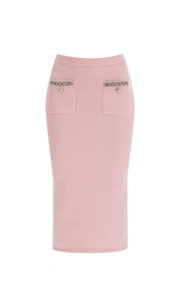 AIIZIE KNITTED MIDI SKIRT IN PINK - product image