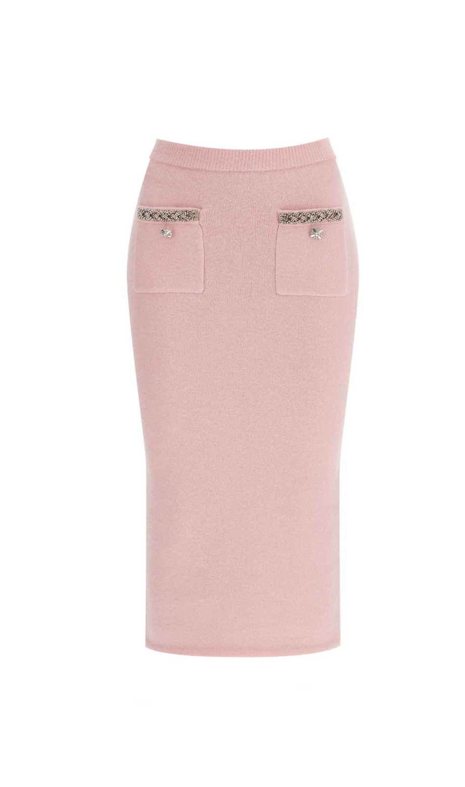 knitted midi skirt in Pink