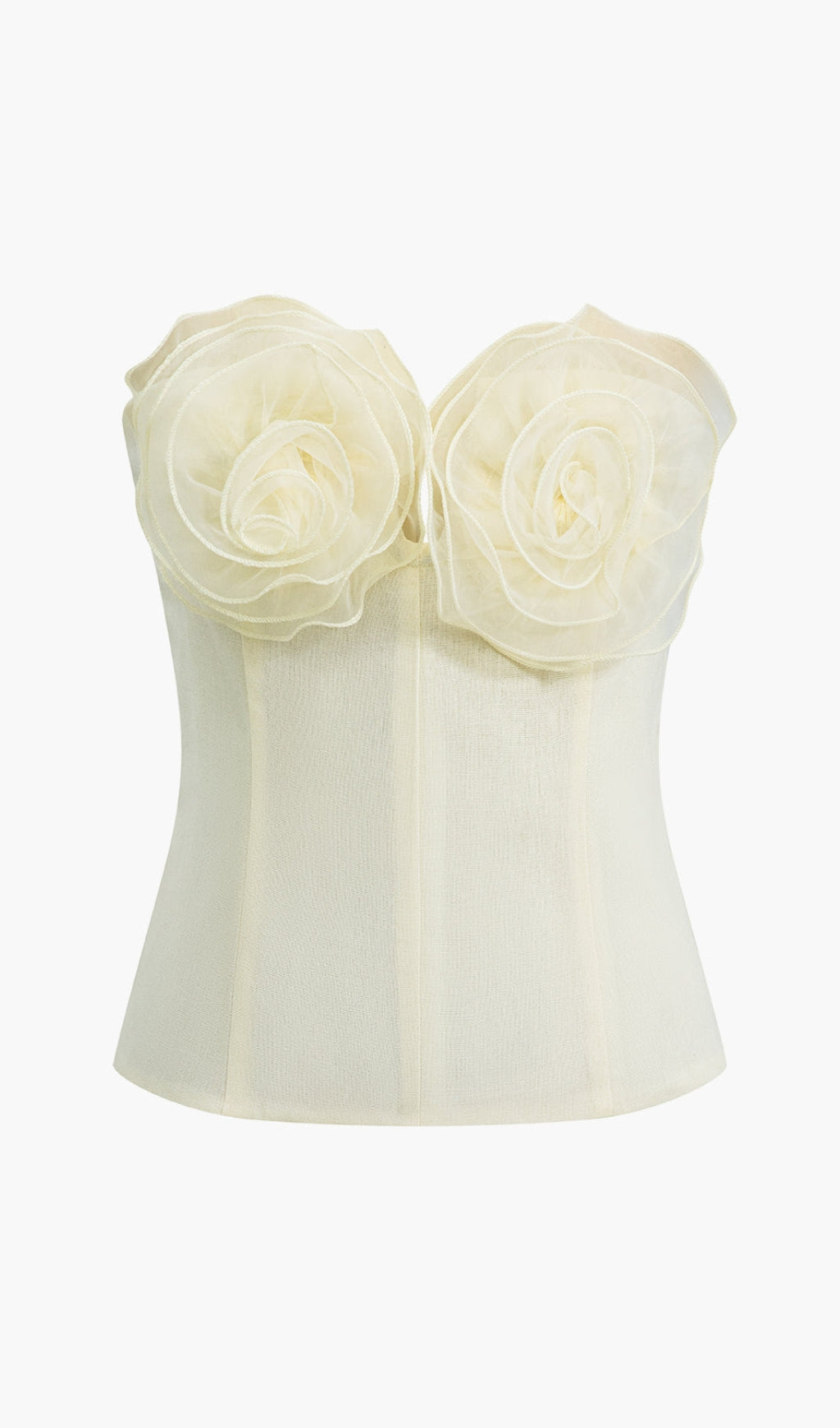 TOP A TUBO SENZA SPALLINE CON FIORI 3D