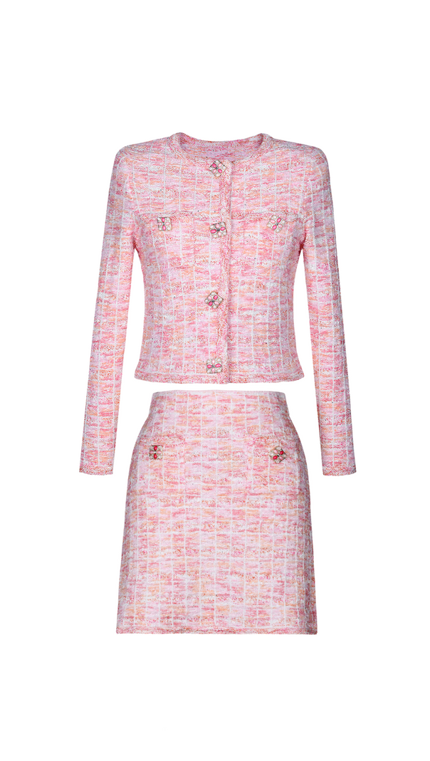 AIIZIE PINK CHECK KNIT SKIRT - product image