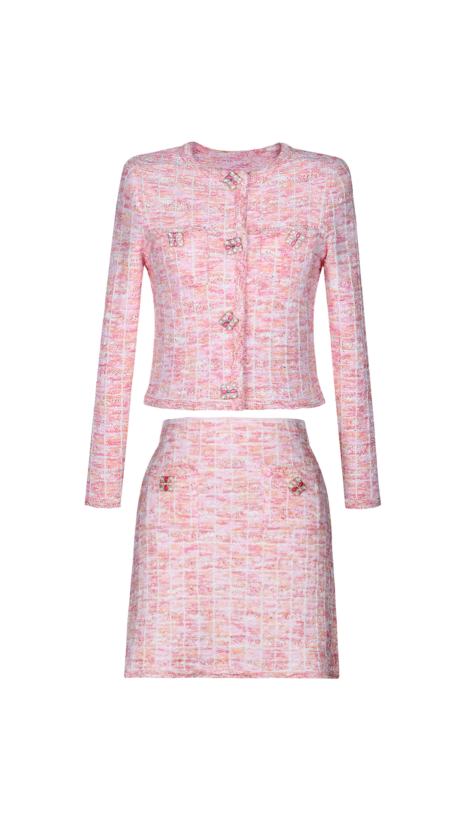 GONNA IN MAGLIA A QUADRI ROSA