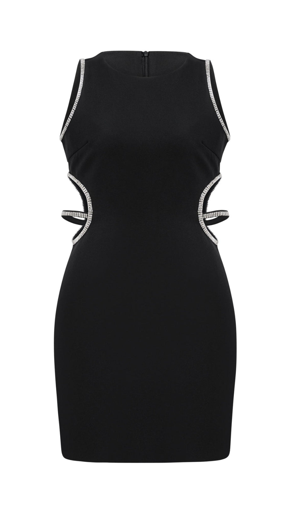 Lila Minikleid mit Cut-outs und Kristallverzierung 