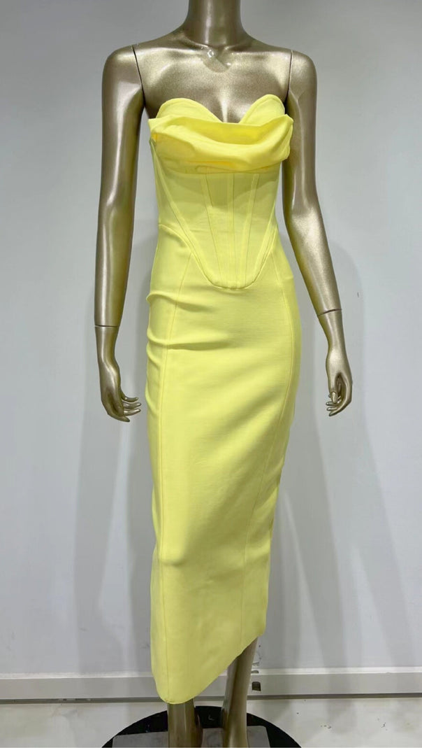 AIIZIE PATCHWORK STRAPLESS BANDAGE DRESS - product image