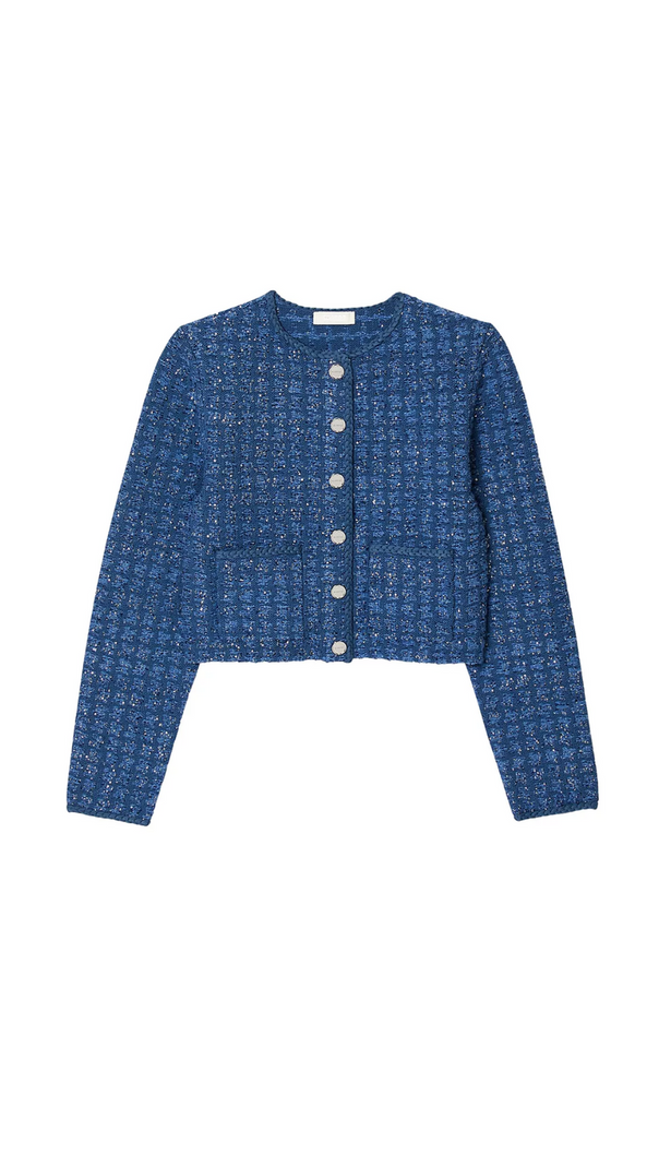 AIIZIE PALM CROPPED BLAZER IN BLUE - product image