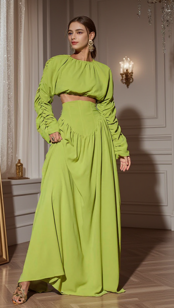 AIIZIE MOKGADI LONG SLEEVE RUCHED SKIRT SET - product image