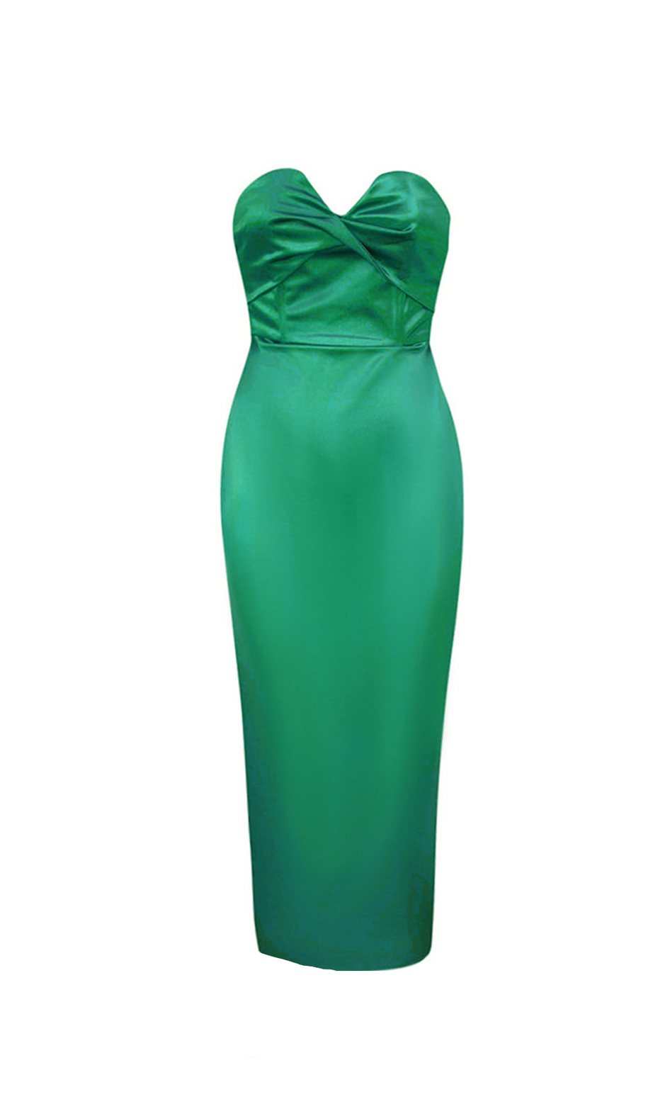 backless split twist-front bodycon midi dress in green