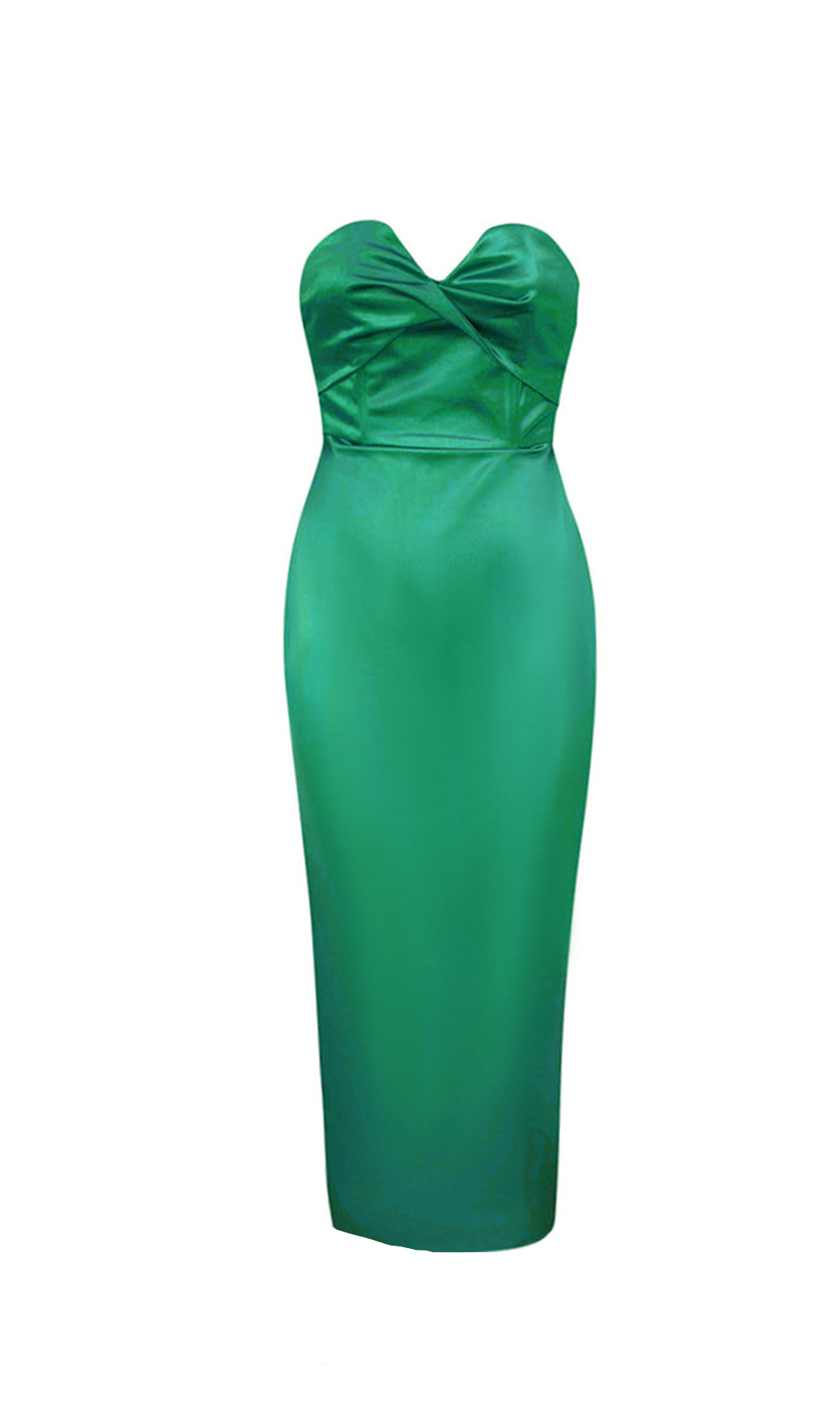 BACKLESS SPLIT TWIST-FRONT BODYCON MIDI DRESS IN GREEN