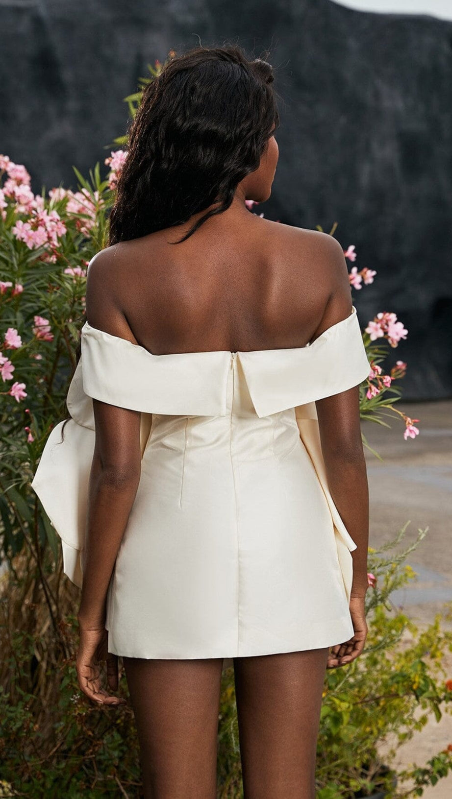 APRICOT FLOWER STRAPLESS MINI DRESS