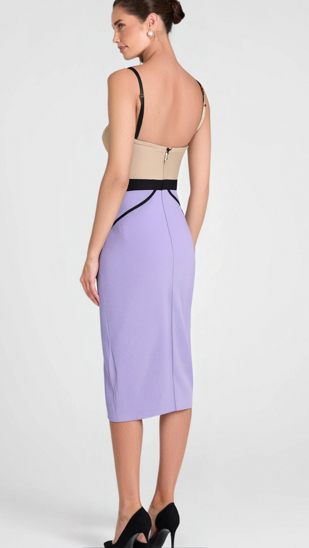 AIIZIE CRYSTAL BEADED APPLIQUE MIDI BANDAGE DRESS - product image