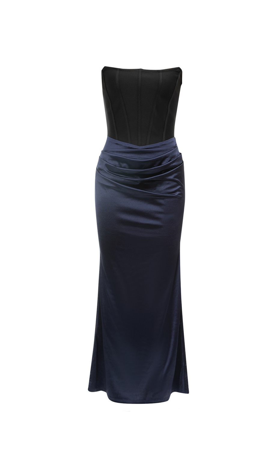 JANE TWO-TONE CORSET STRAPLESS MAXI DRESS