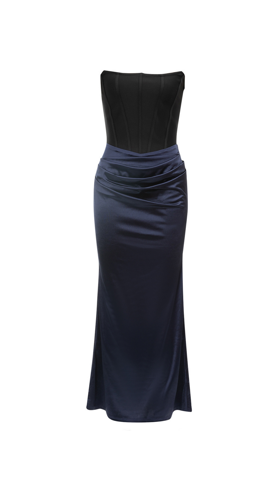 JANE TWO-TONE CORSET STRAPLESS MAXI DRESS