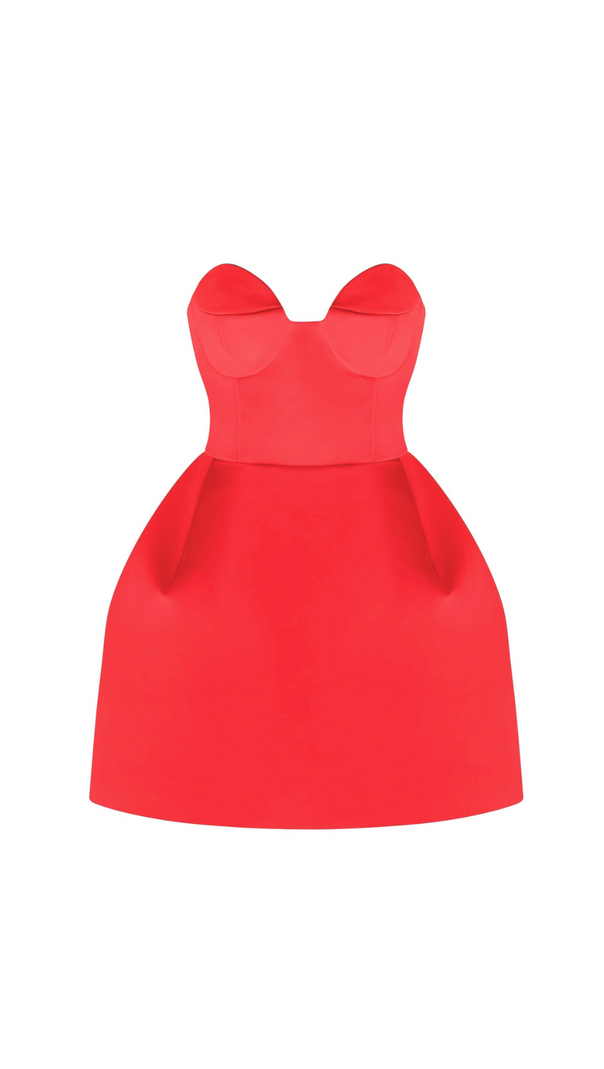 AIIZIE STRAPLESS BUSTIER MINI DRESS IN RED - product image