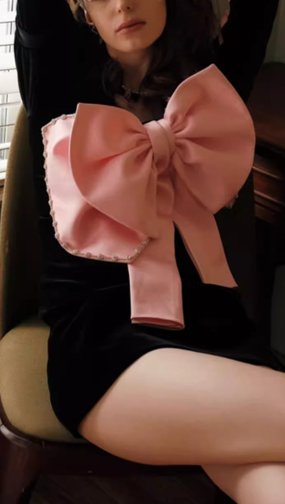 BOW EMBELLISHED MINI DRESS