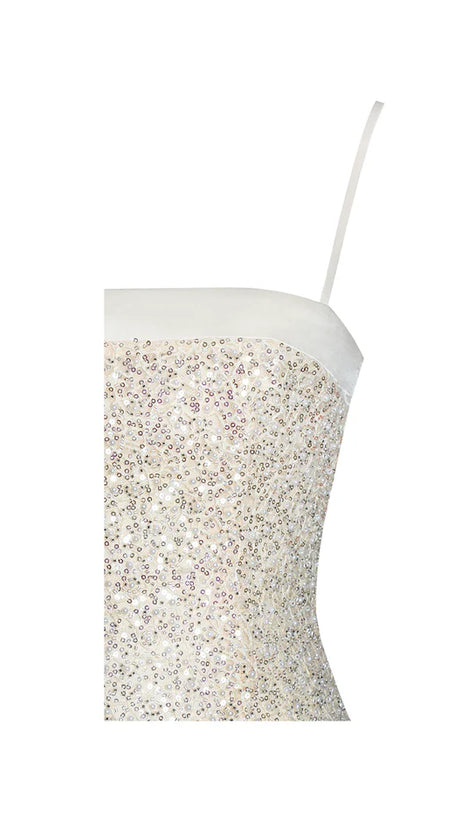 RAIZEL GOLD BEADED SEQUIN BODYCON GOWN WITH SCARF MAXI DRESS