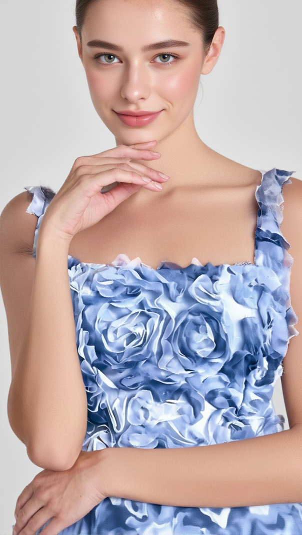 AIIZIE BLUE FLOWER MINI DRESS - product image