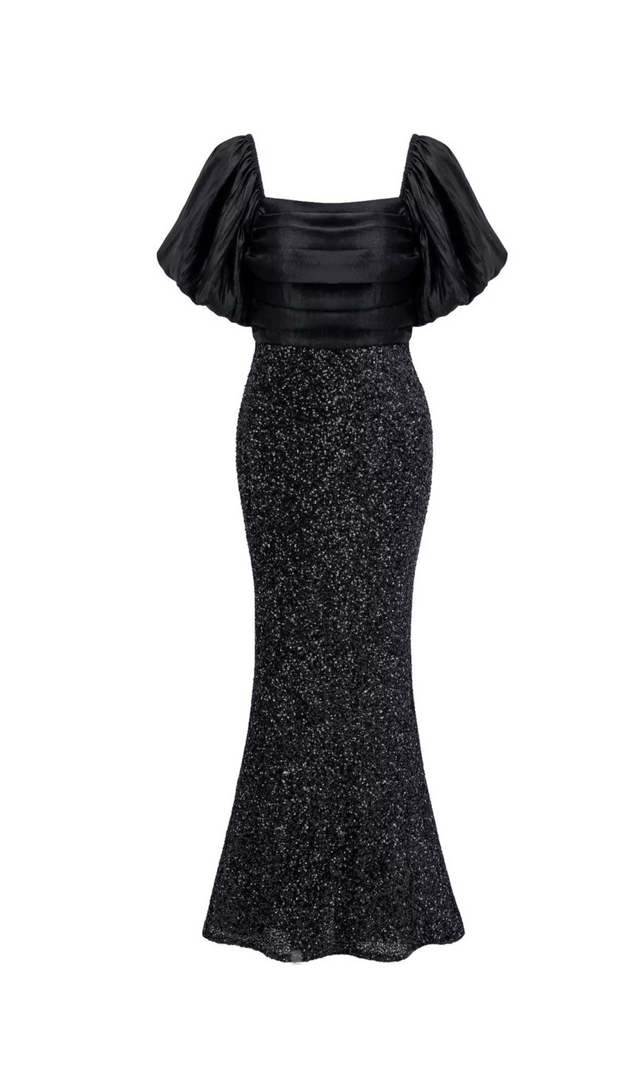 MARIA SCHWARZES MAXIKLEID MIT SCHLEIFE UND PAILLETTEN