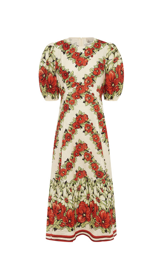 AIIZIE ALYSSA FLORAL PRINT MIDI DRESS IN RED - product image