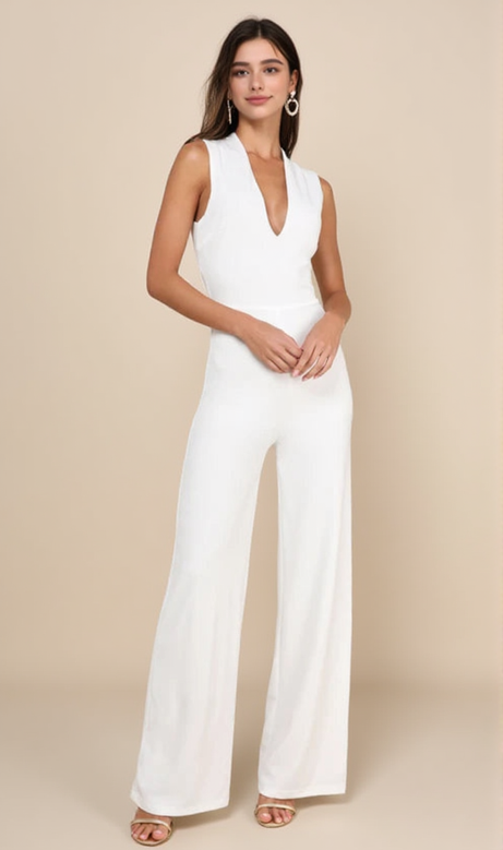 Weißer rückenfreier Jumpsuit „Thinking Out Loud“