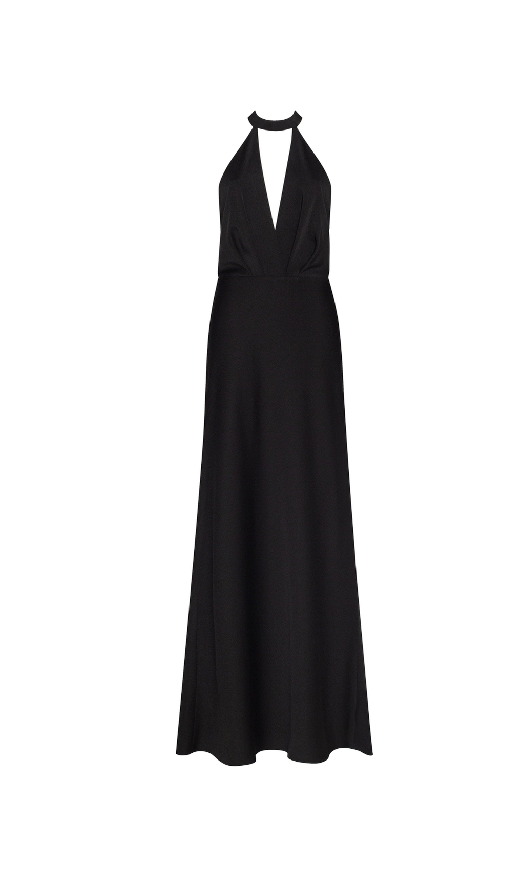 RACHEL BLACK HALTERNECK SATIN BACK CUTOUT MAXI DRESS