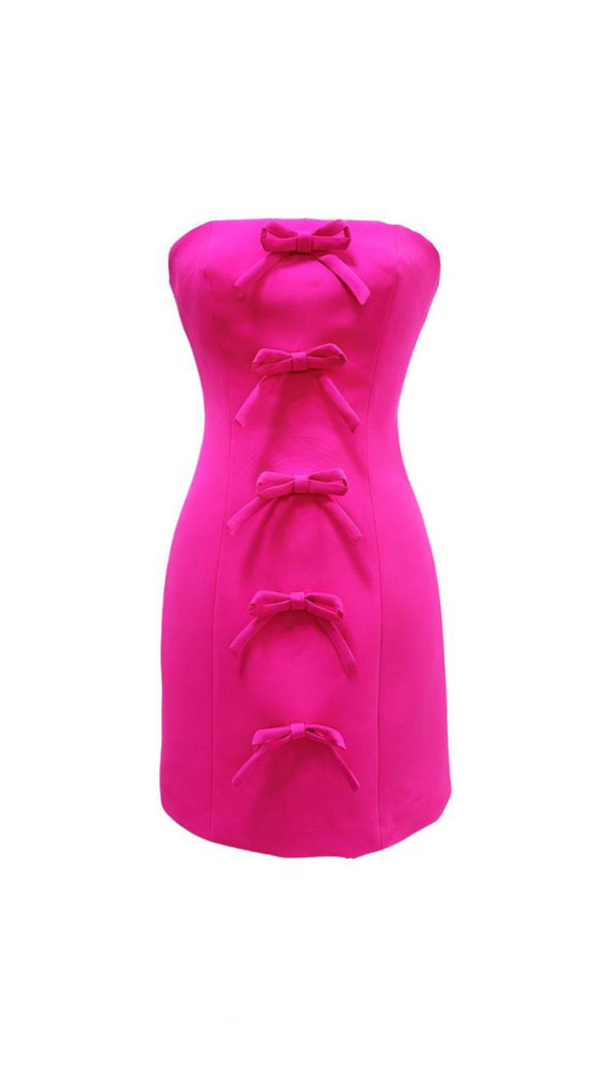 AIIZIE YURI SLEEVELESS BOW MINI DRESS IN PINK - product image
