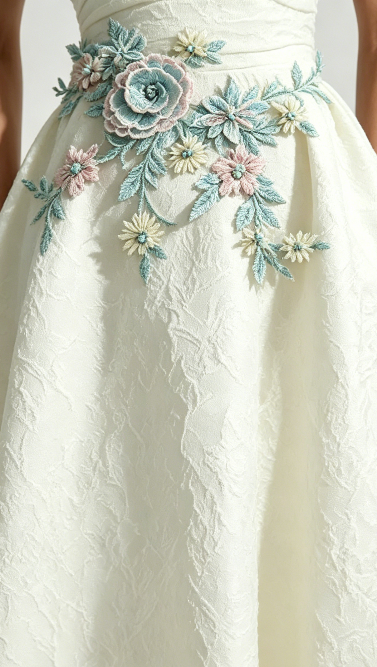 Lace Embroidery Saoirse Midi Dress - Ivory