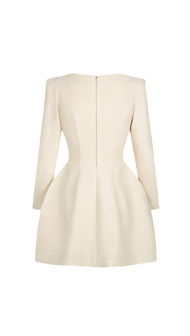 AIIZIE BRIANNA SQUARE-NECK A-LINE MINI DRESS IN BEIGE - product image
