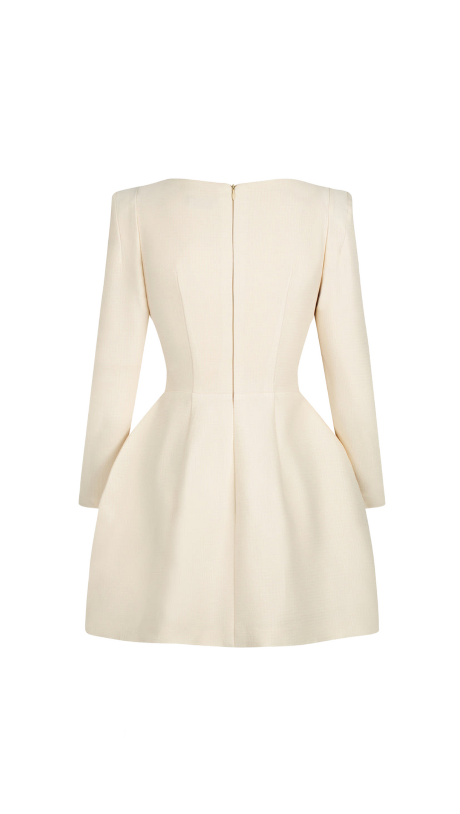 BRIANNA SQUARE-NECK A-LINE MINI DRESS IN BEIGE