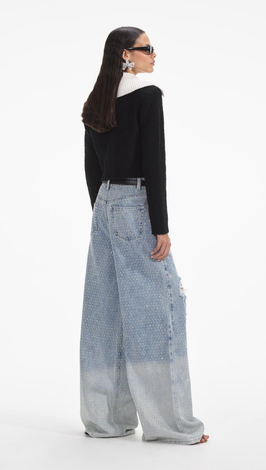 BLACK CONTRAST CASHMERE BLEND CARDIGAN