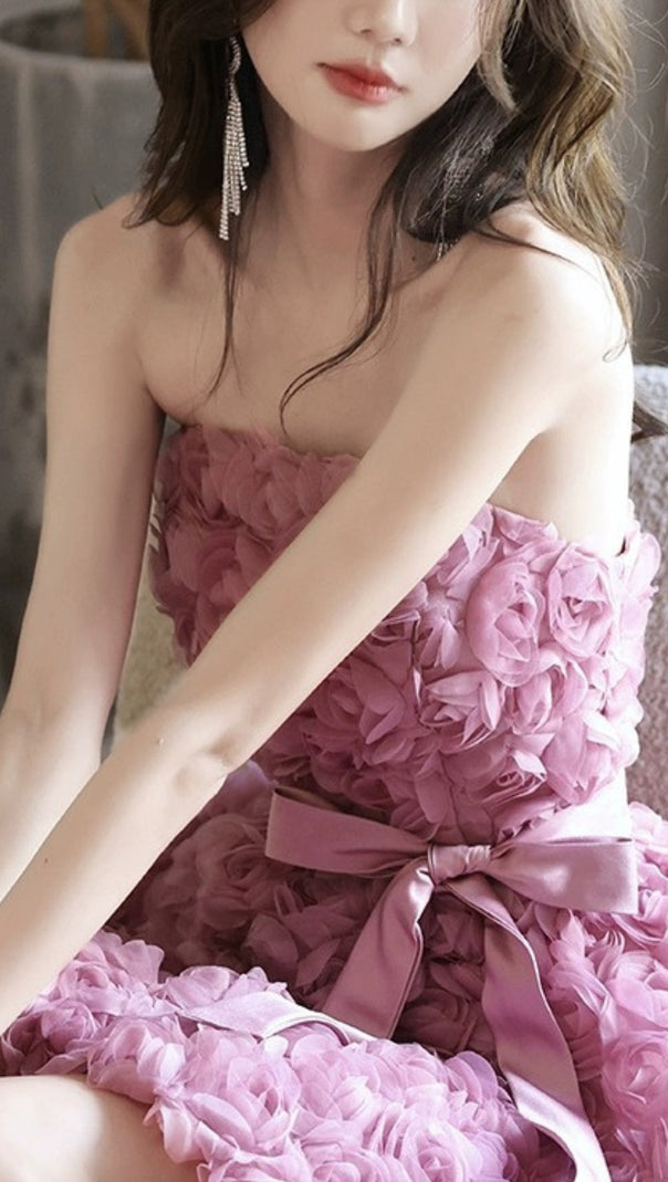 AIIZIE ROSE FLOWER STRAPLESS MINI DRESS - product image