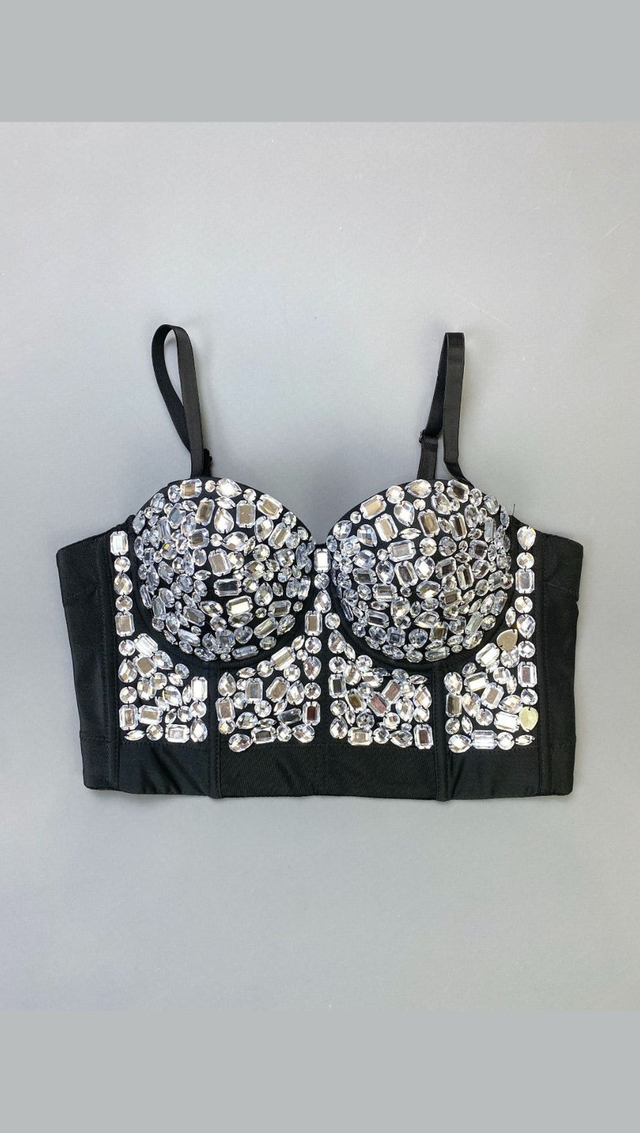 RHINESTONE BUSTIER CROP CORSET CAMI TOP