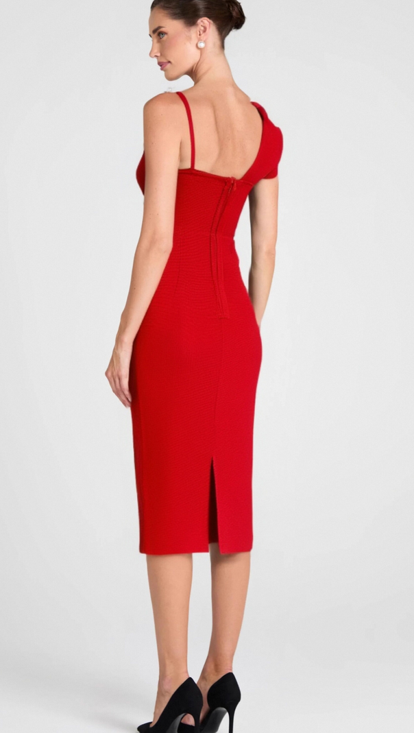 AIIZIE HUGE FLOWERS BANDAGE MIDI DRESS - product image