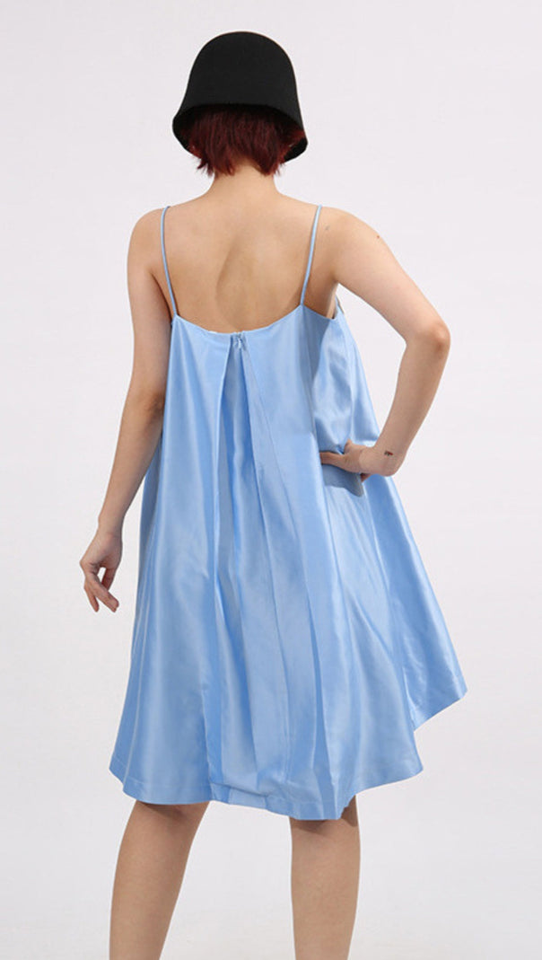 AIIZIE EDWINA APPLIQUE FLORAL EMBROIDERED MINI DRESS IN BLUE - product image