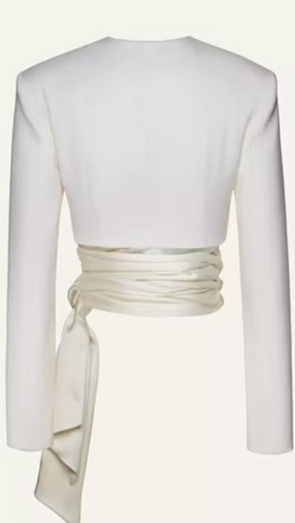 AIIZIE ANDEANA BOW CROP TOP IN WHITE - product image