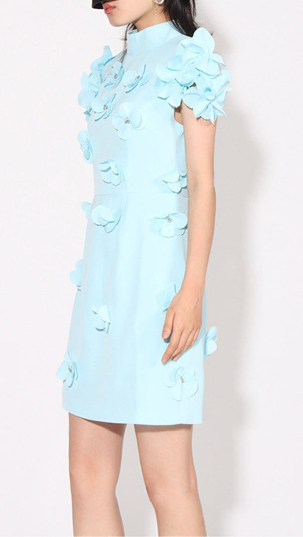 AIIZIE BLUE FLOWER DECOR MINI DRESS - product image