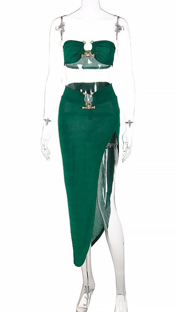 TRÄGERLOSES TOP MAXIKLEID ZWEITEILIGER ANZUG
