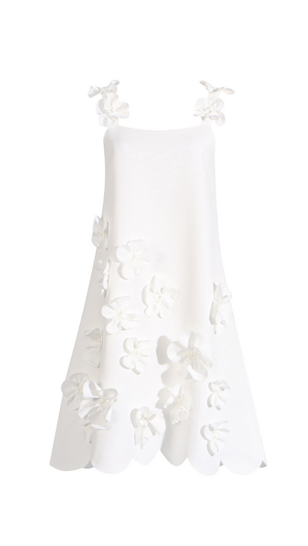 AIIZIE PATCHWORK APPLIQUES CAMISOLE DRESS IN WHITE - product image